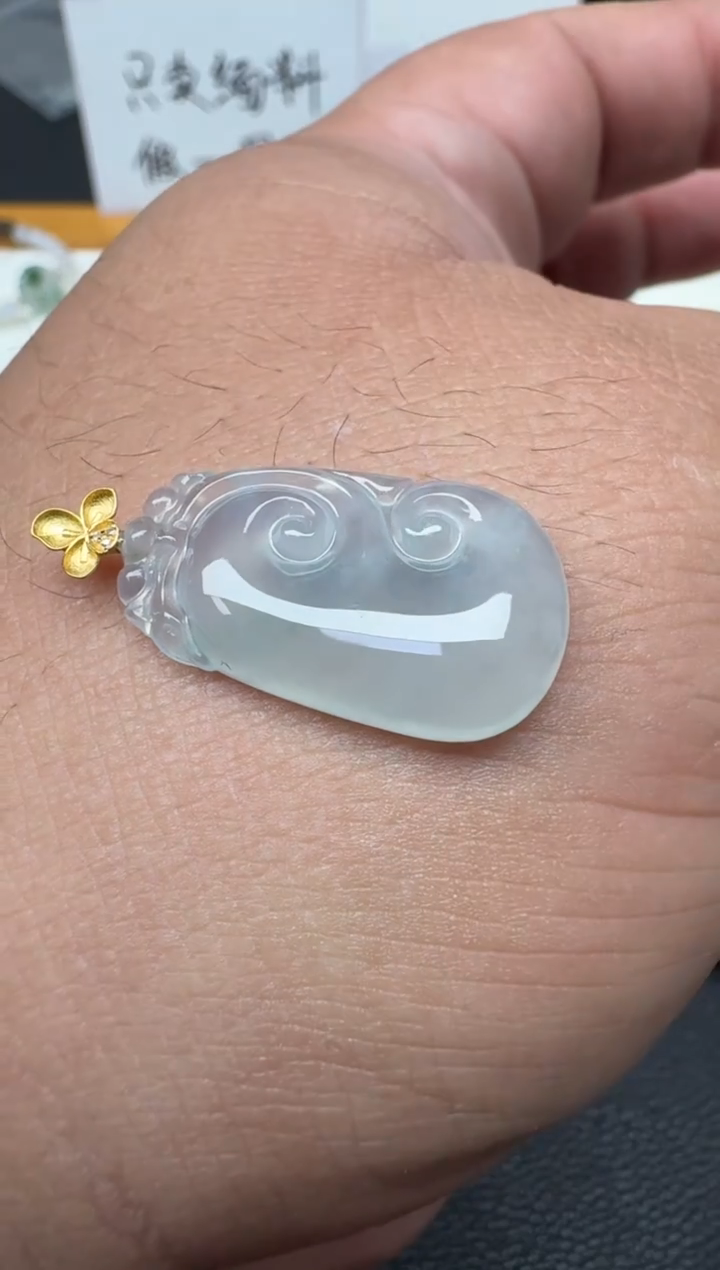 颈饰18K金镶嵌翡翠（27号）纯天然A货缅甸翡翠 吊坠