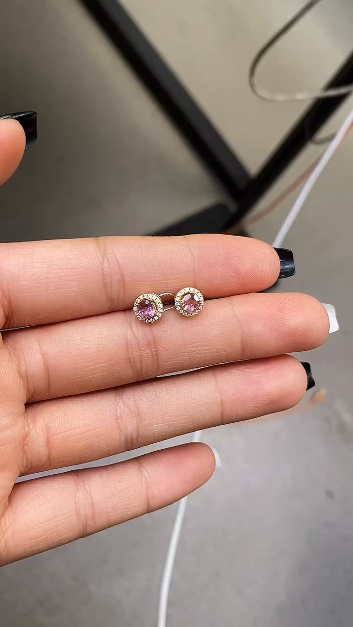 银S925镶嵌耳钉尖晶石天然尖晶石