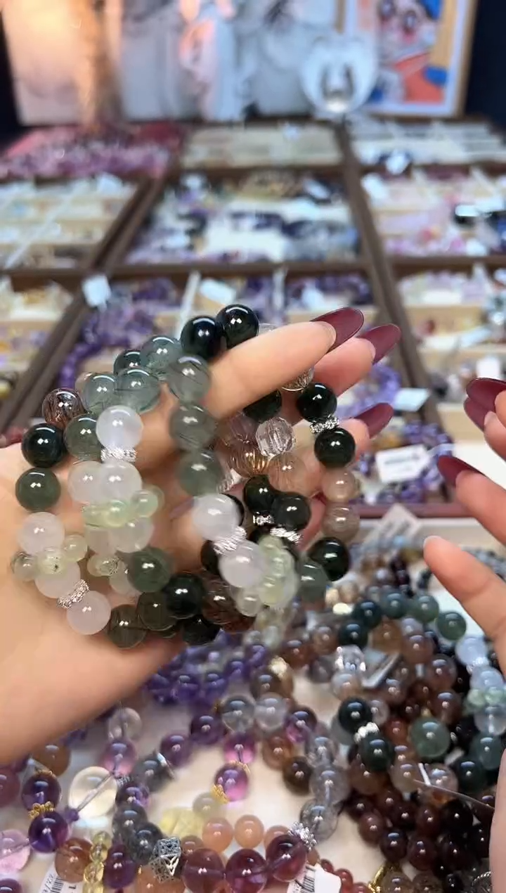 【闪购商品】水晶手链未镶嵌天然绿发+黑金超+跑环 发一