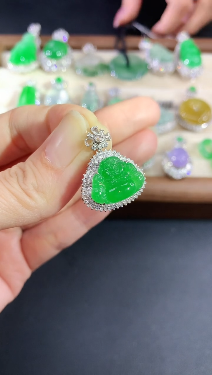 吊坠(不含链)18K金镶嵌翡翠221|12800