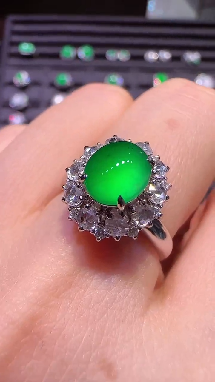 【闪购商品】翡翠戒指18K金镶嵌戒指