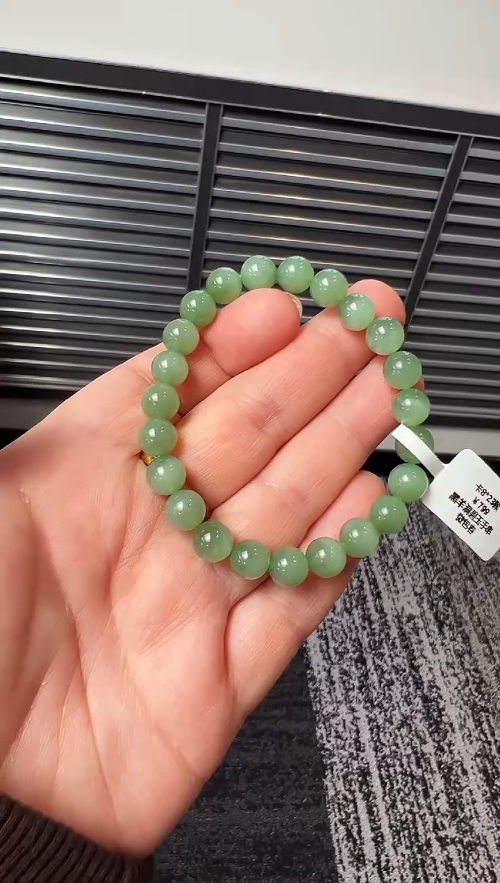 未镶嵌手串和田玉黑羊洞碧玉手串卡8