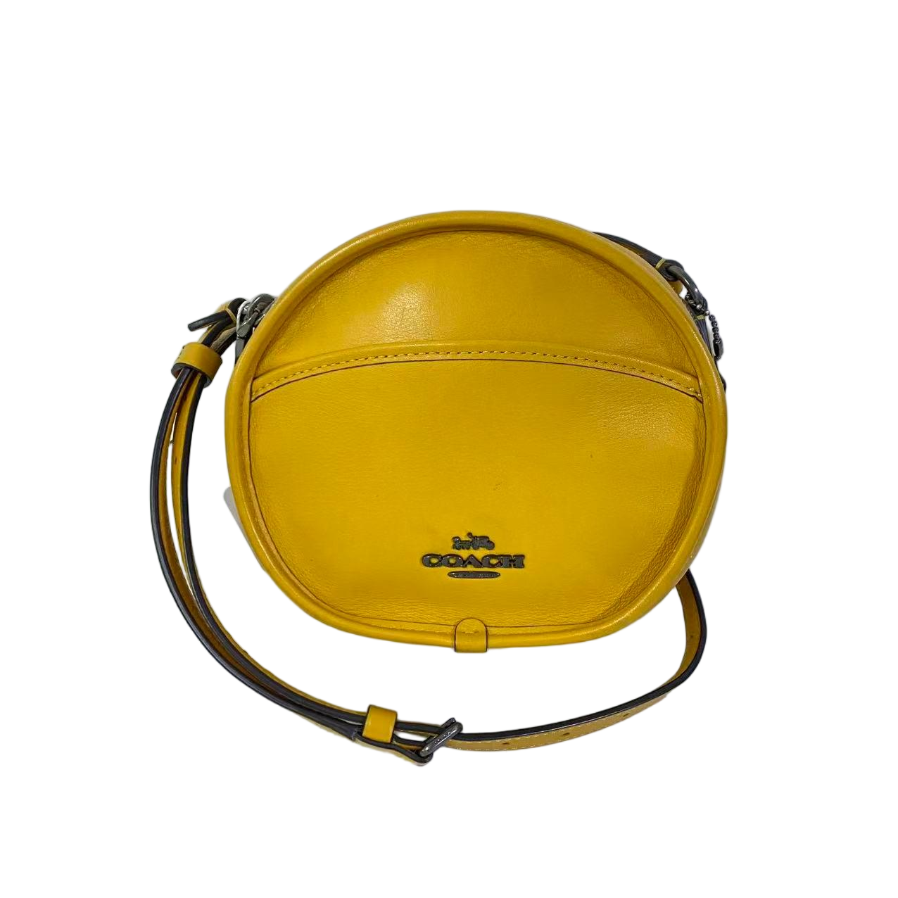 95新 COACH/蔻驰 黄色全皮单肩斜挎圆饼包  2512LQ062