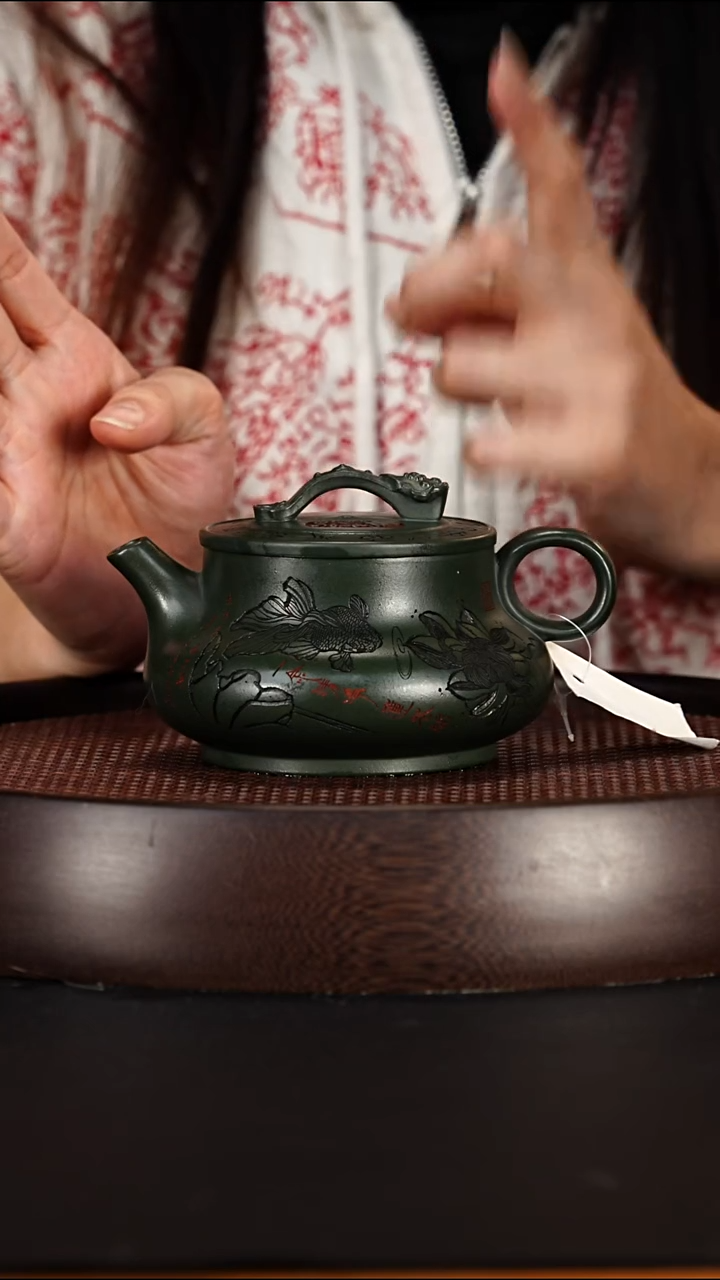 茶壶紫砂宜兴紫砂壶景舟民国绿泥如意潘壶280cc