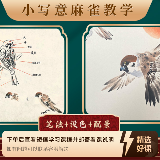 文西老师小写意《麻雀》精讲（持续更新）（留意短信解锁课程）