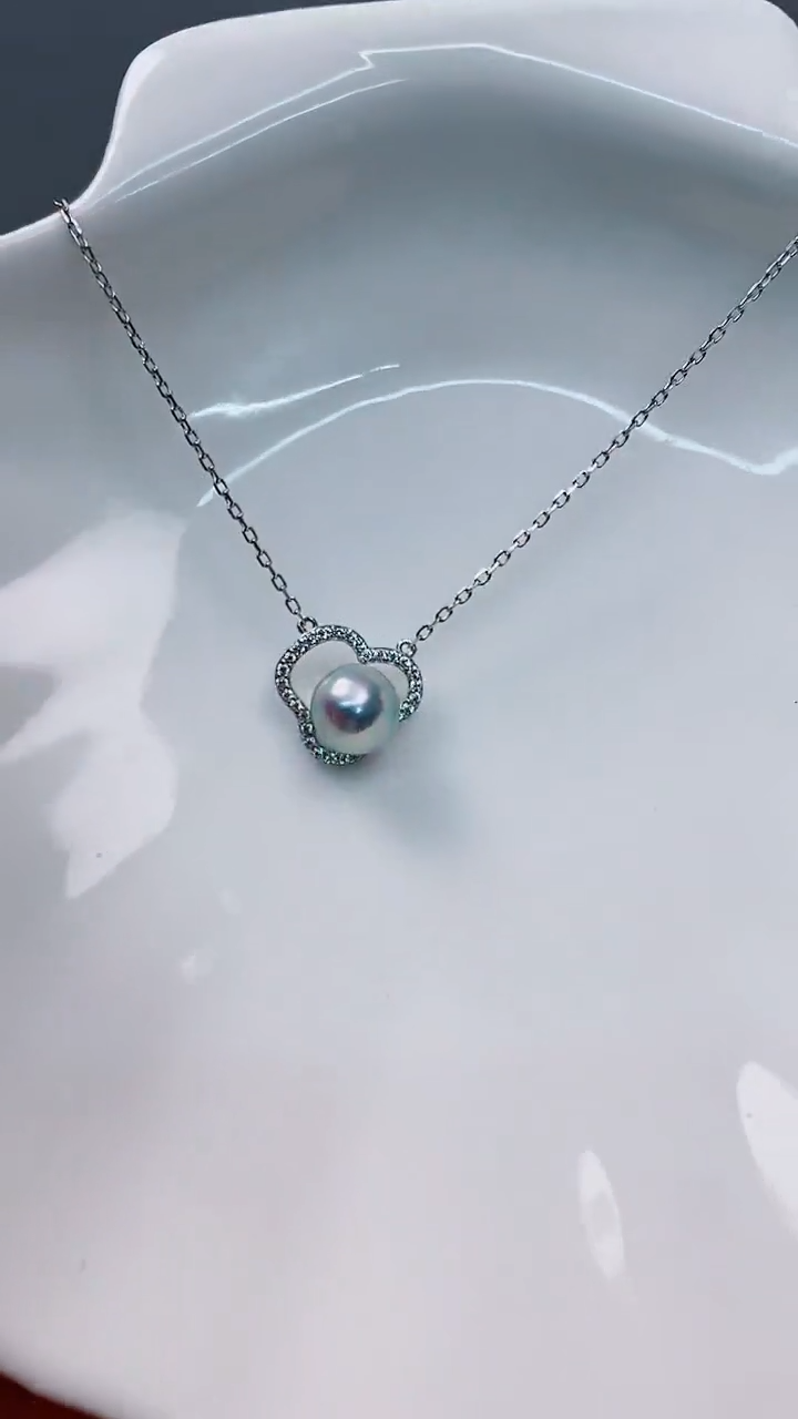【闪购商品】海水珍珠吊坠(赠链)银S925镶嵌7-8海水珍珠吊坠