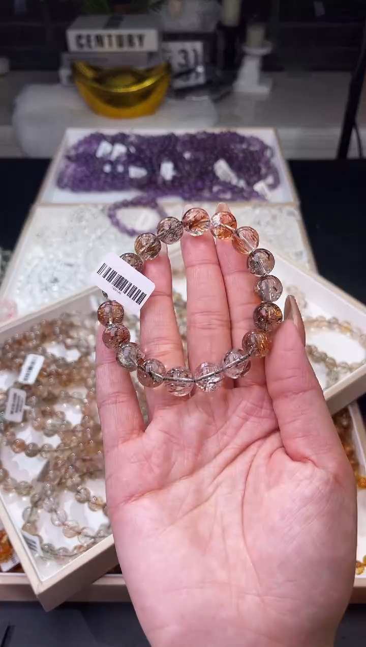 【闪购商品】水晶/未镶嵌透亮黑金超水晶手串11mm