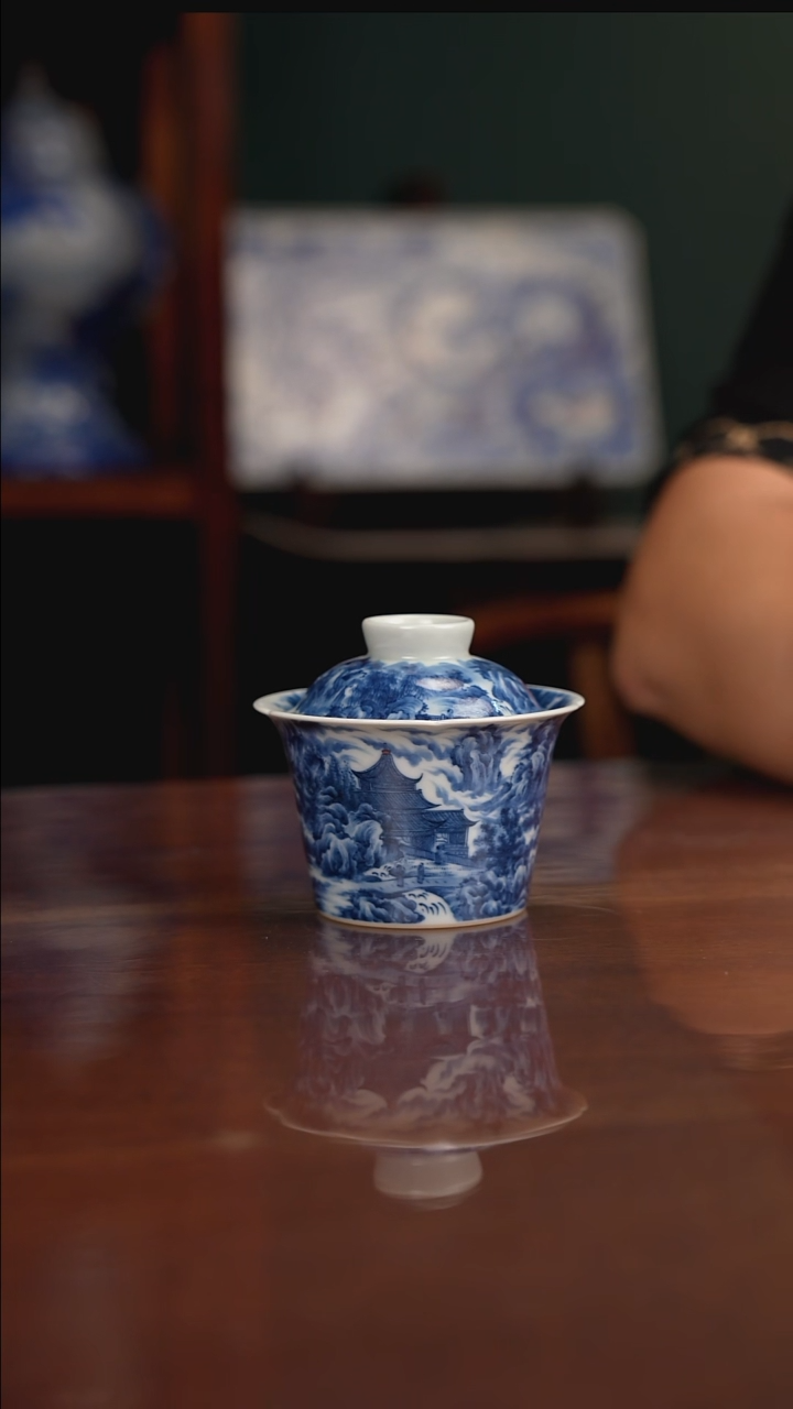 景琳藏青花北派山水