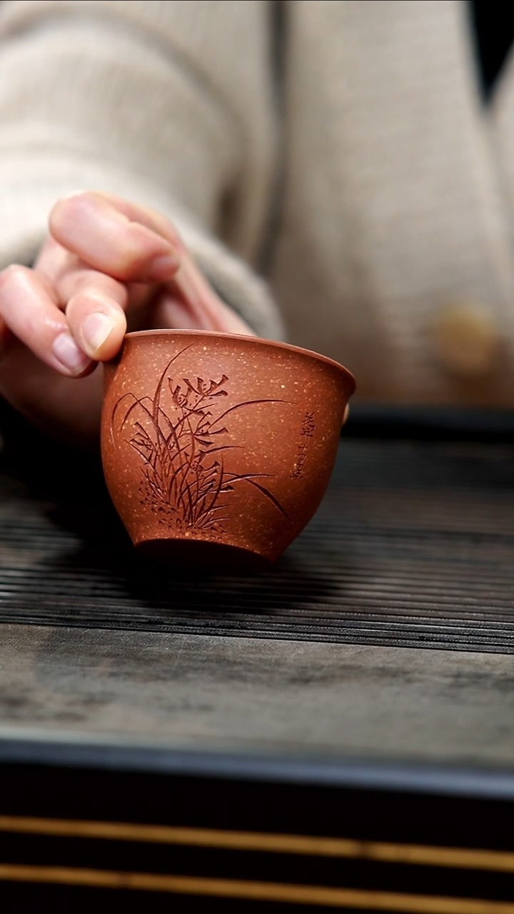 【闪购商品】紫砂茶壶04-五彩降兰花铃铛杯120cc