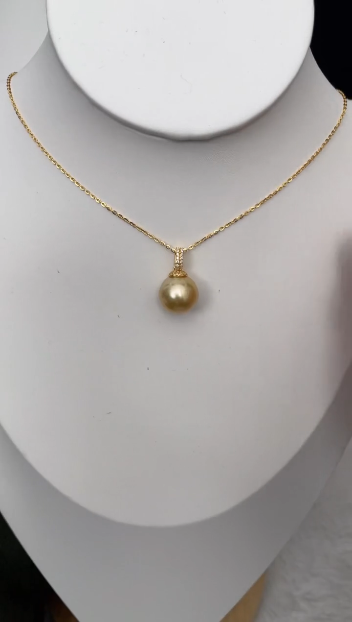 【闪购商品】海水珍珠吊坠(赠链)银S925镶嵌南洋金珠奶嘴扣12-13mm