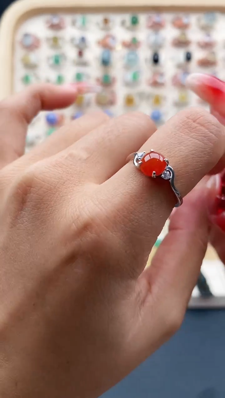 【闪购商品】翡翠戒指银S925镶嵌缅甸天然A货翡翠333 2+9