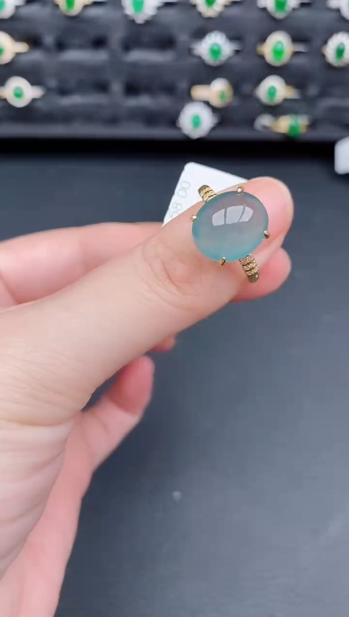 银S925镶嵌戒指翡翠天然a货翡翠95