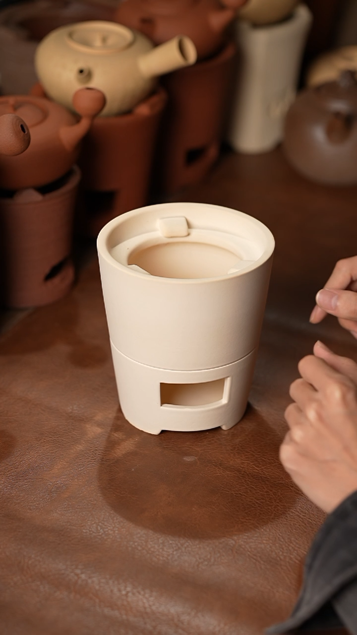 012奶油风白色直筒炭炉