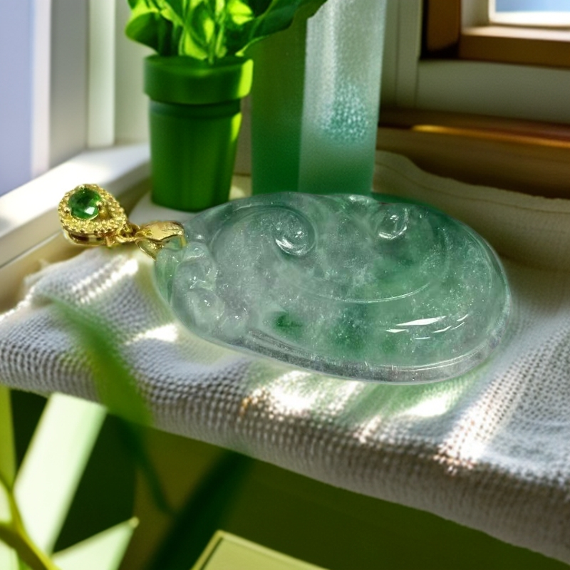 【大喜】蓝绿花如意吊坠KSU/WD1857精致吊坠女士多样性发一