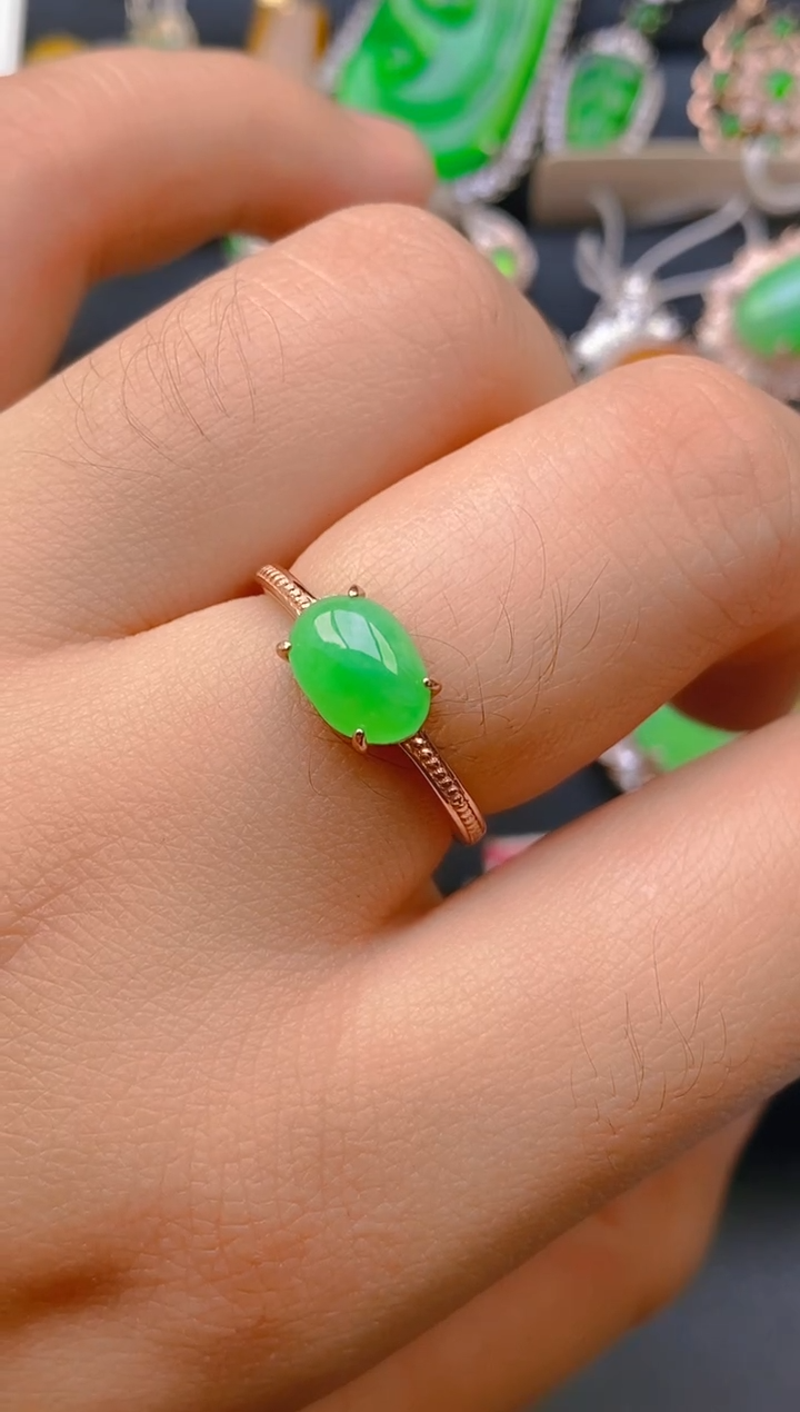 【闪购商品】翡翠戒指银S925镶嵌天然A货翡翠11