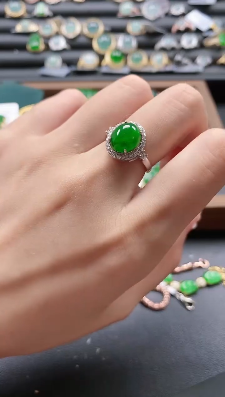 【闪购商品】翡翠戒指银S925镶嵌51151