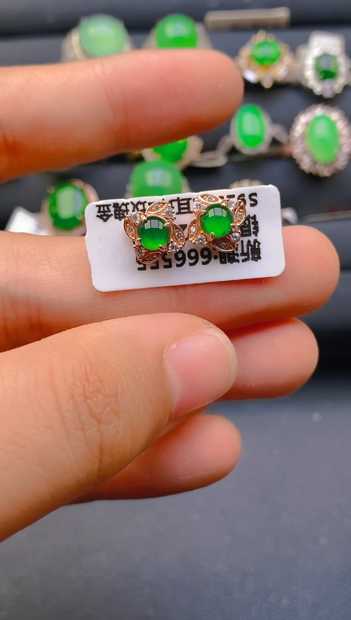 【闪购商品】翡翠戒指银S925镶嵌天然A货翡翠1
