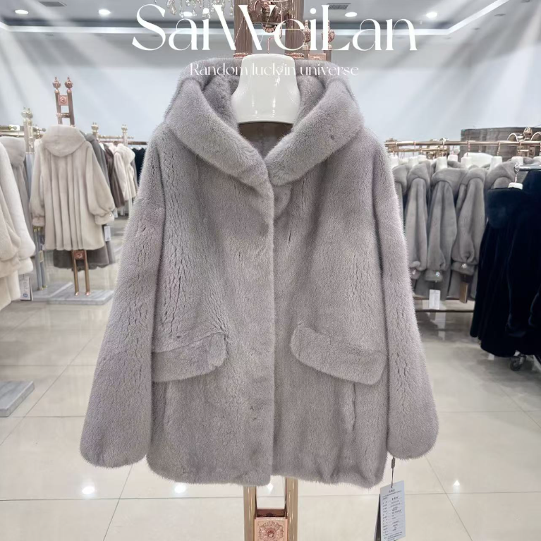【塞唯澜】21号银兰兜盖 品牌皮草外套