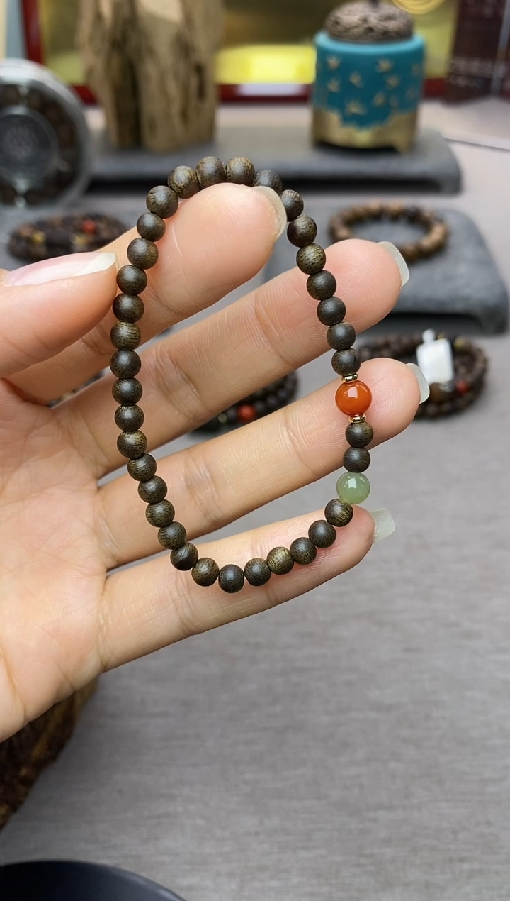 【闪购商品】沉香手串芽庄白棋楠04单圈＋配饰