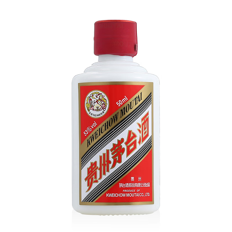 KWEICHOW MOUTAI/贵州茅台小瓶飞天茅台酱香型白酒53度50ml