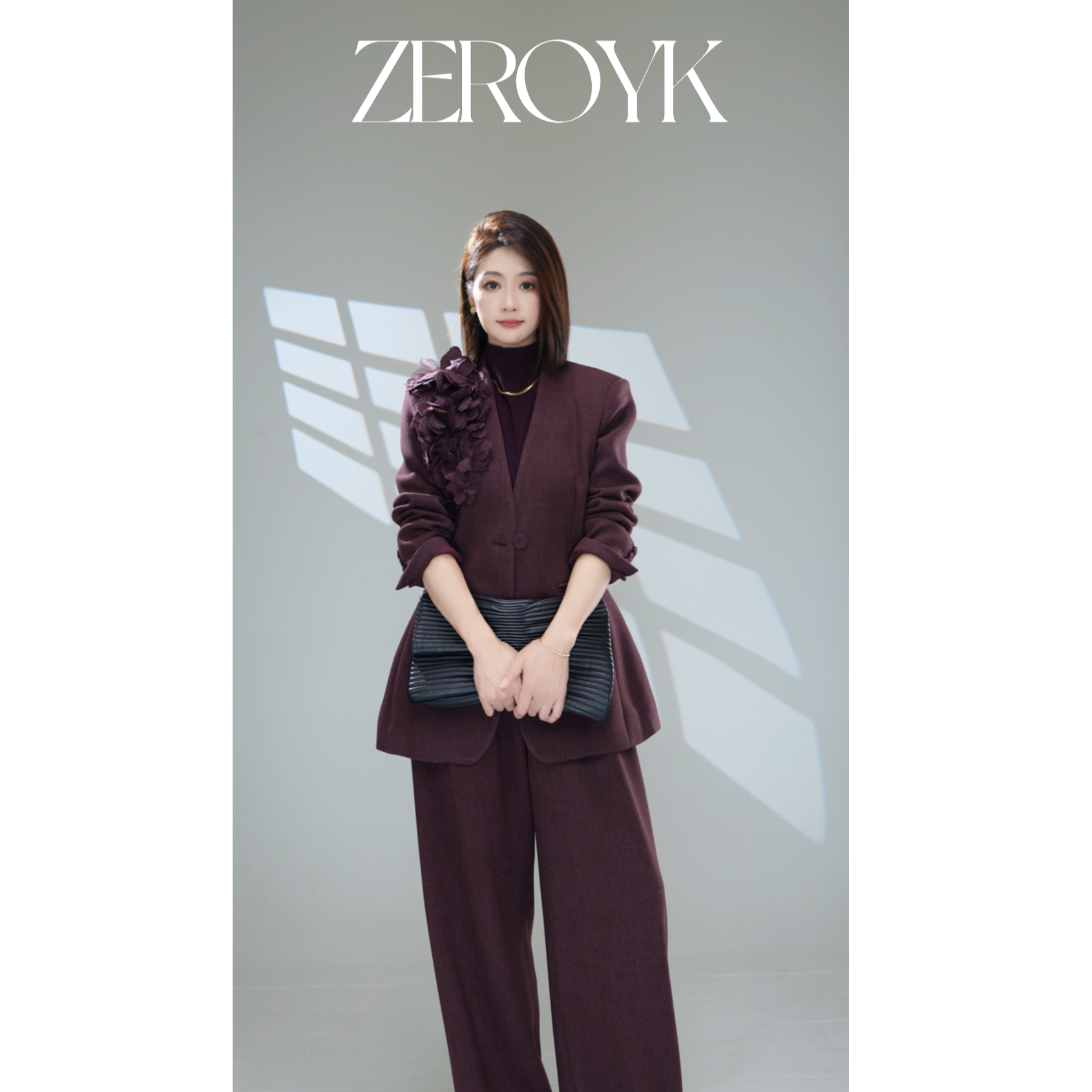 ZEROYK翎蔻 设计感手工剪花秋冬新款2025时尚套装气质穿搭两件套