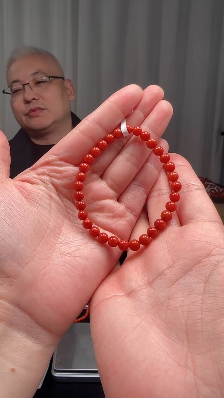 未镶嵌多样性发一件南红玛瑙【高货】锦红5mm保山圆珠单圈 