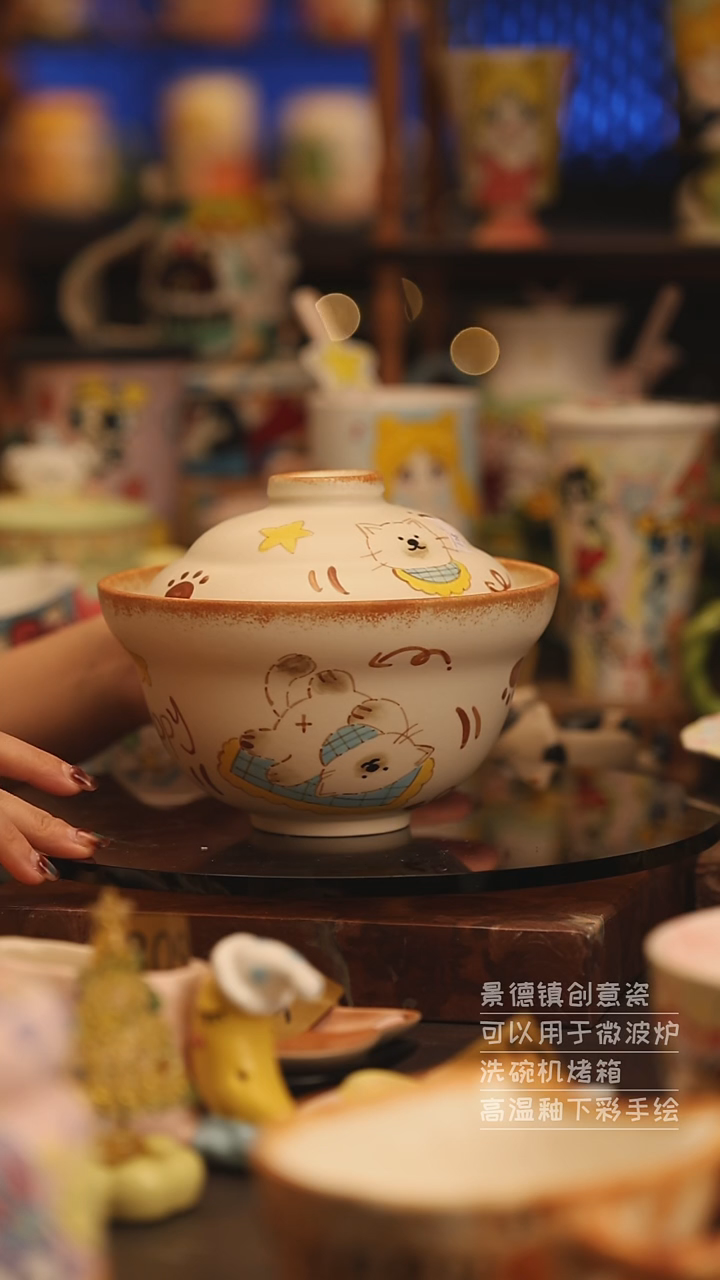 陶瓷景德镇可爱陶瓷釉下彩绘设计师款
