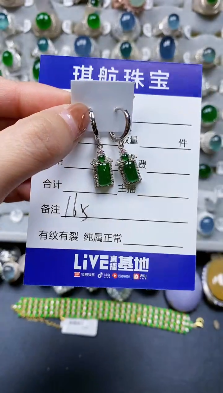 【闪购商品】翡翠耳饰银S925镶嵌0165