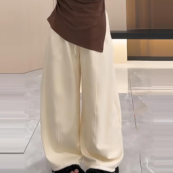 【环游日记】加绒阔腿弯刀裤卫裤冬季新款显瘦宽松大码女装