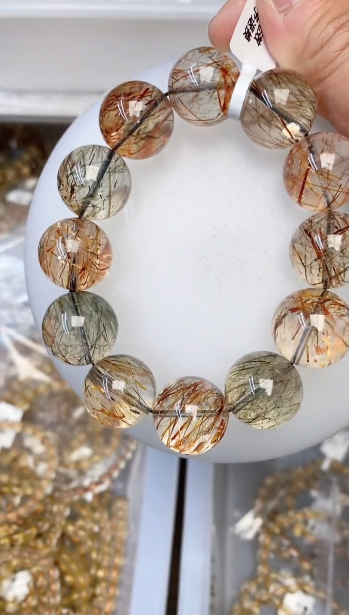 【闪购商品】水晶手链未镶嵌b07 黑金超七18mm+