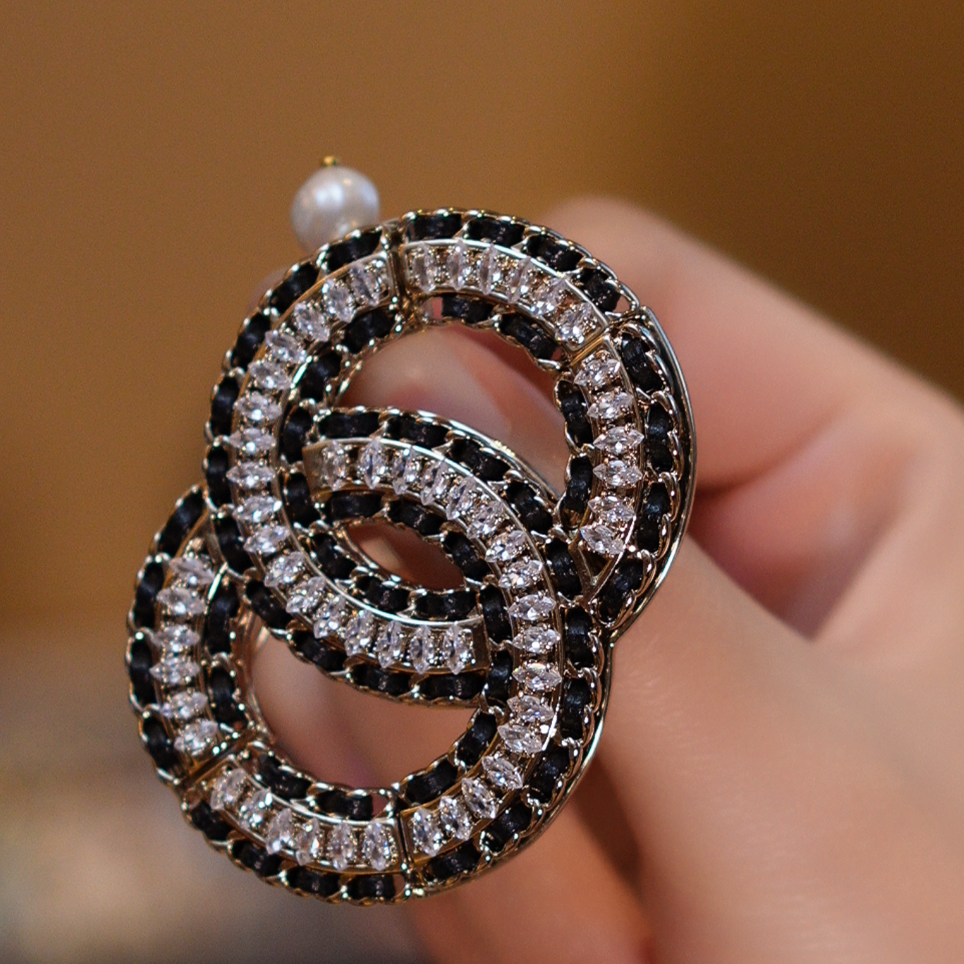 淡水珍珠经典大编织胸针HTYY0102变