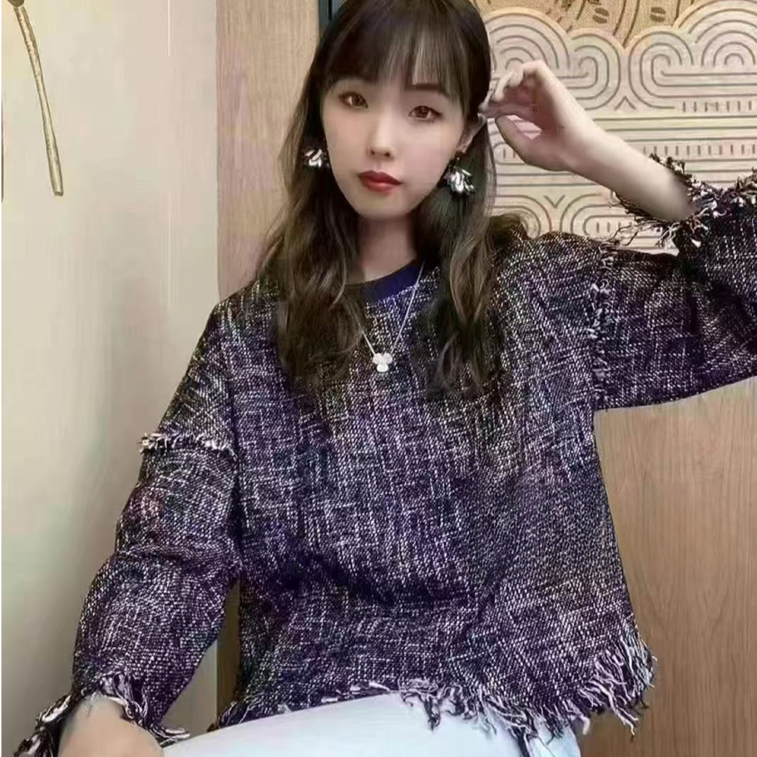 不支持退换/宽松针织小香风长袖百搭套头款毛针织衫设计师5300549