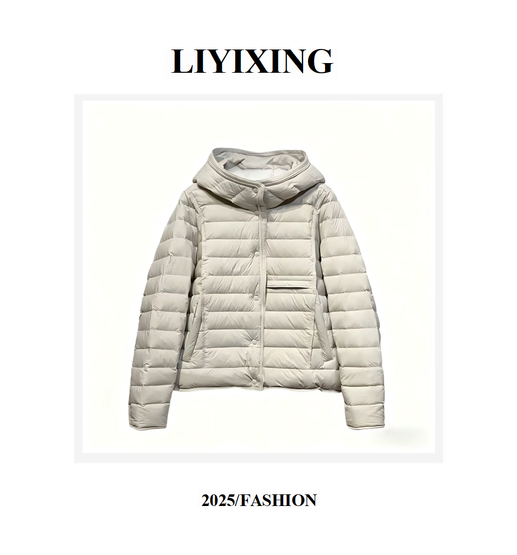 《李易行》连帽排骨感时尚保暖白鸭绒羽绒服外套ZYD055