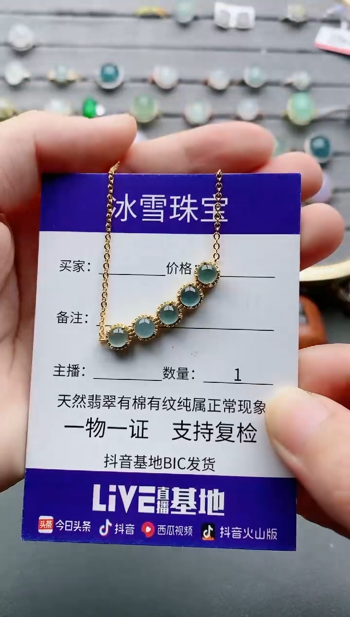 【闪购商品】翡翠颈饰银S925镶嵌一物一证