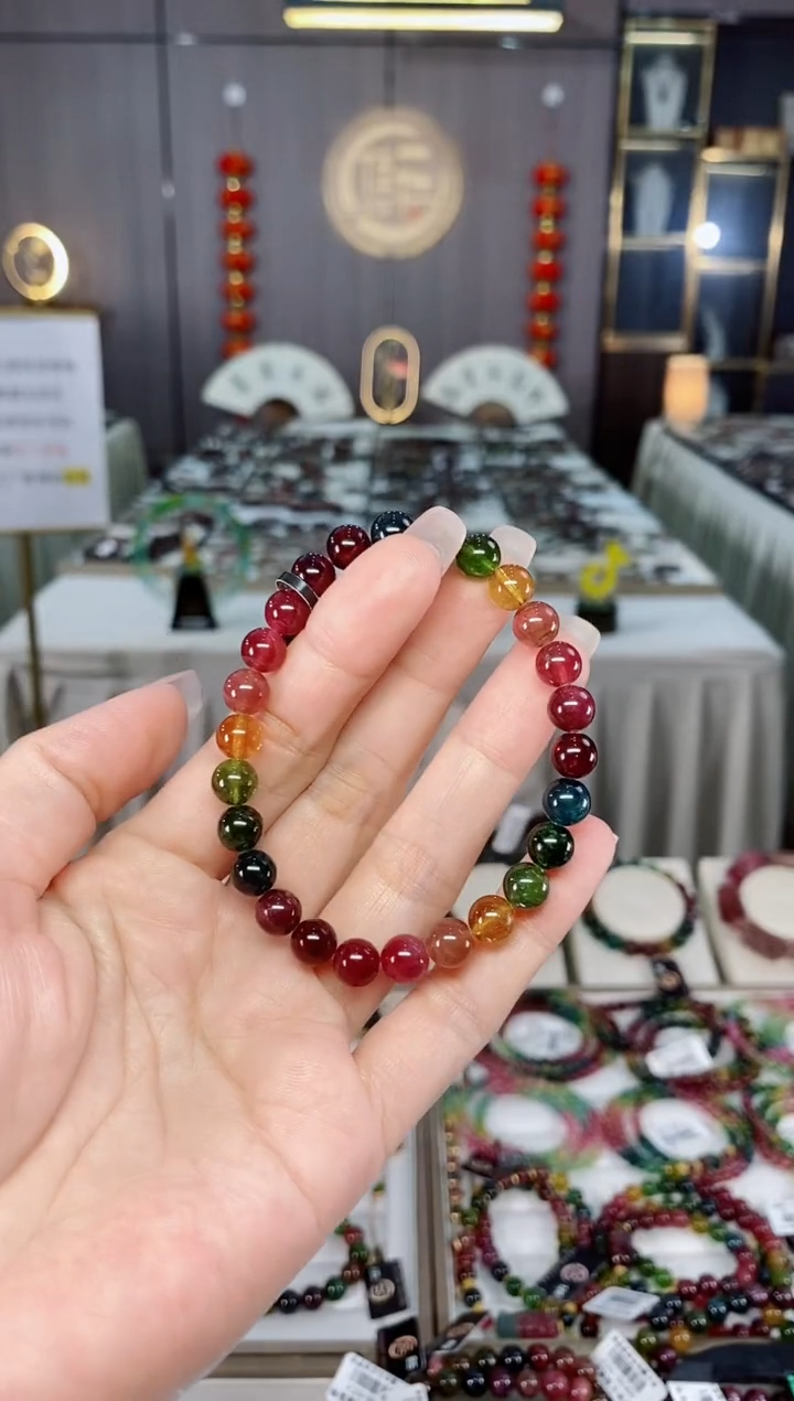 收藏级老矿碧玺单圈手串7mm+未镶嵌碧玺 hon多样性发货一条