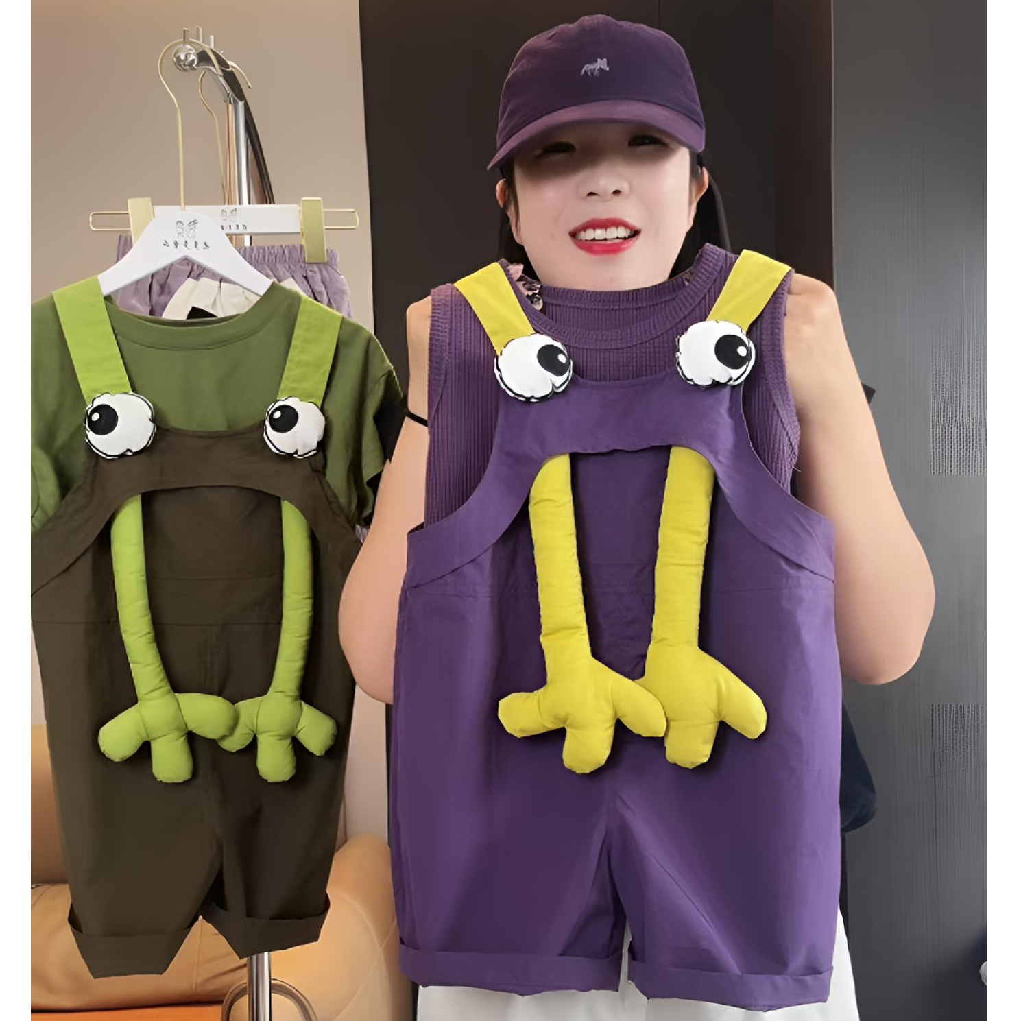 2025夏季套装新款儿童背带裤男童女童时尚宽松百搭卡通两件套超萌