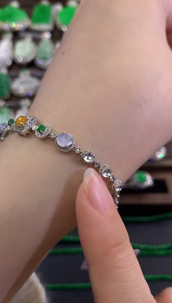 18K金镶嵌手链翡翠d78