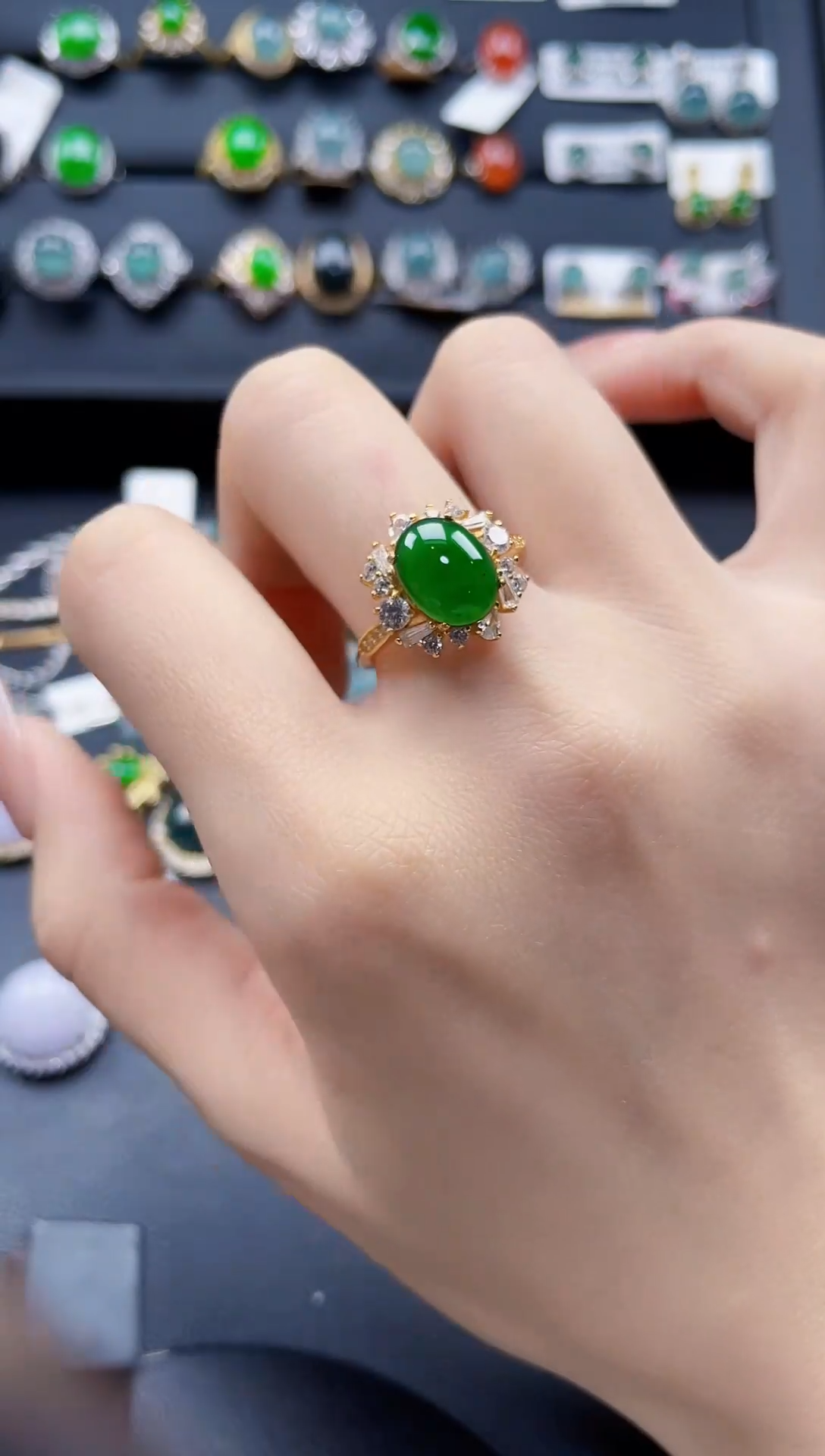 【闪购商品】翡翠戒指银S925镶嵌457654