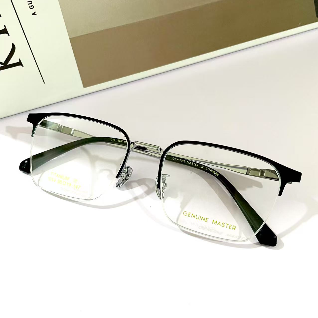【木子 &  精英商务】 男士商务半框  高弹纯钛镜架 适合大头围