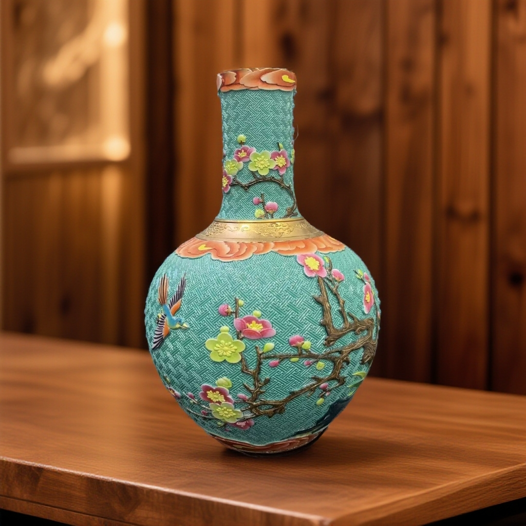 景德镇纯手工掐丝龙凤天球瓶#30