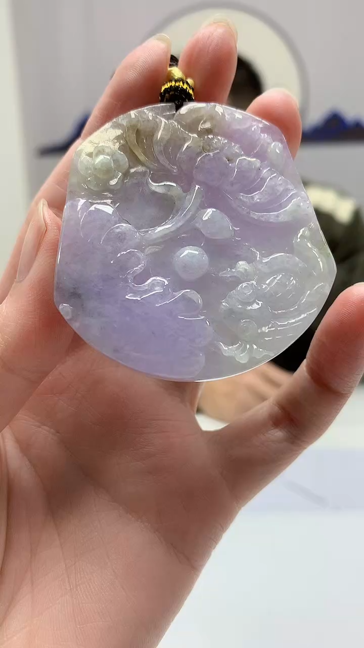 【闪购商品】定制翡翠未镶嵌5152zm-毛货挂件荷叶鱼46