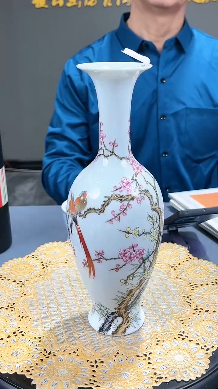 【闪购商品】官窑瓷画院908官窑瓷画院花鸟赏瓶