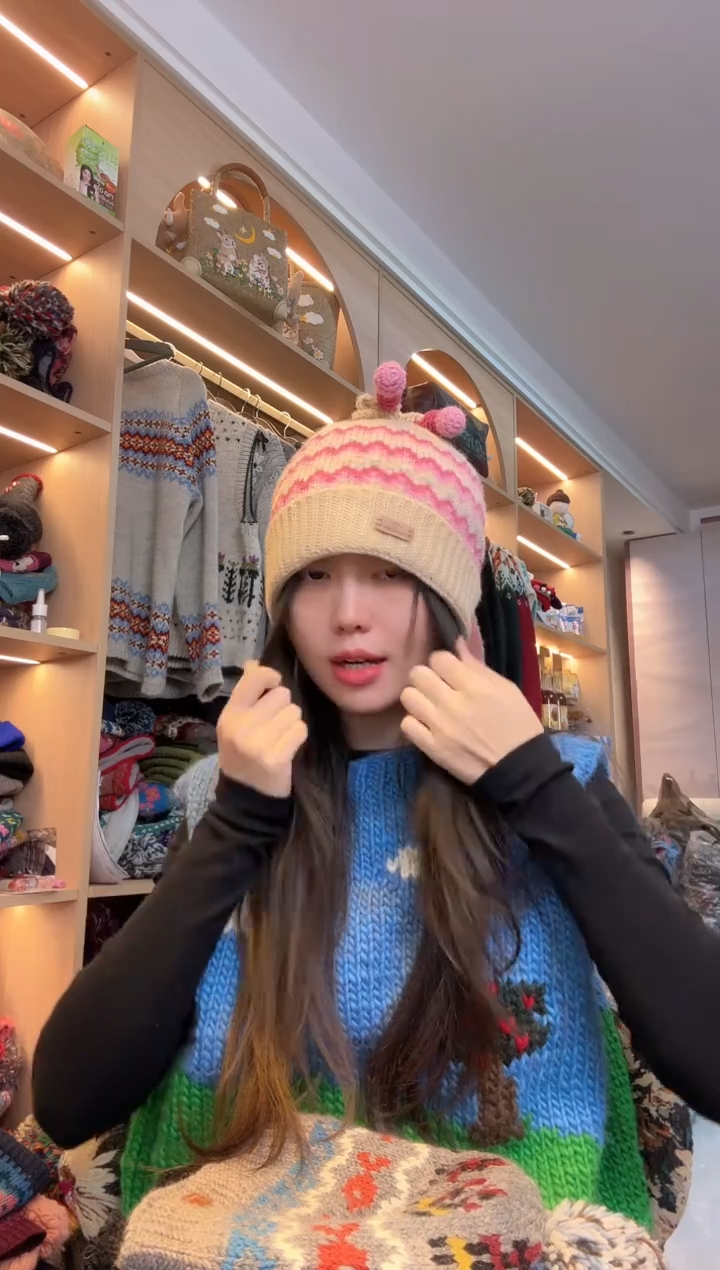 羊毛美利奴白粉好事发生帽