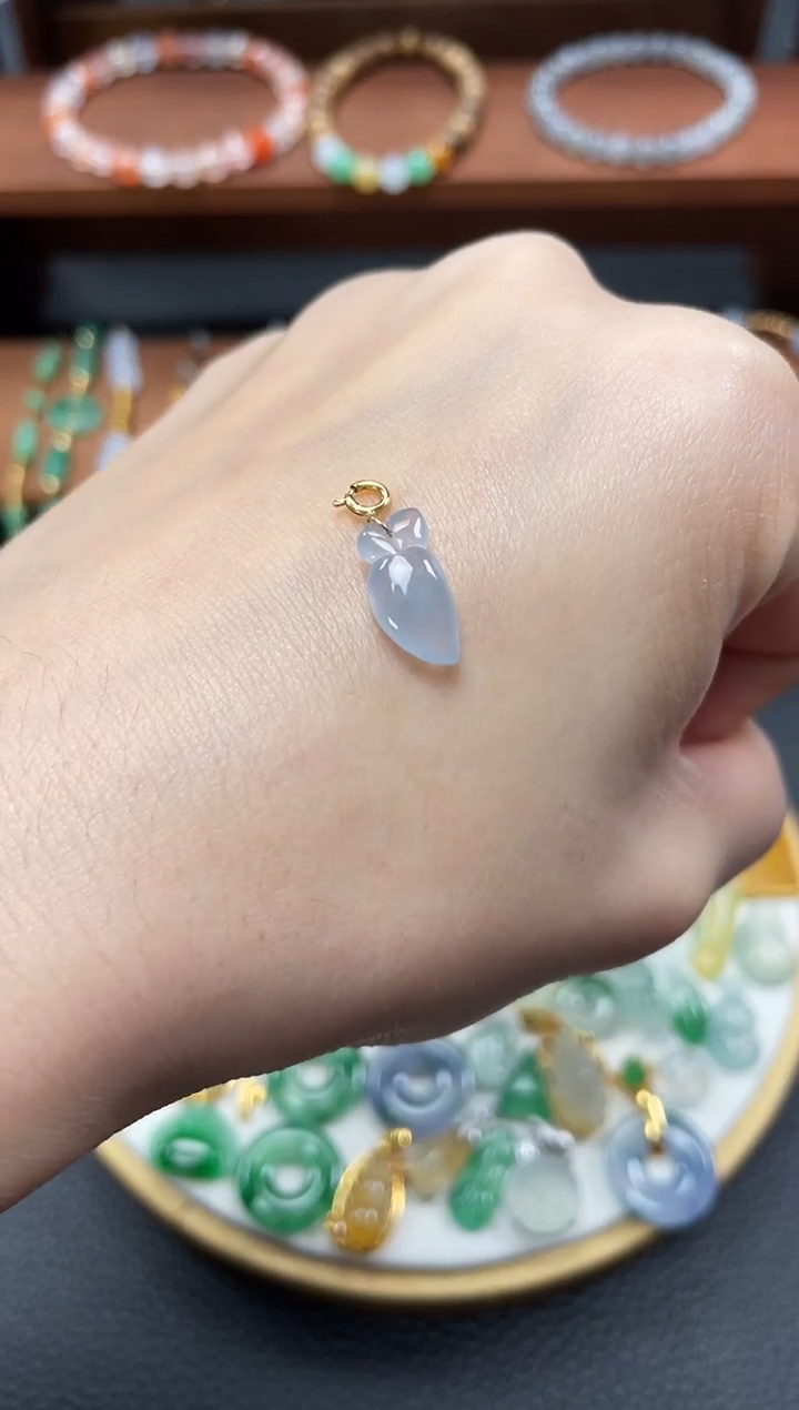 【闪购商品】翡翠吊坠(不含链)18K金镶嵌一个   JK623