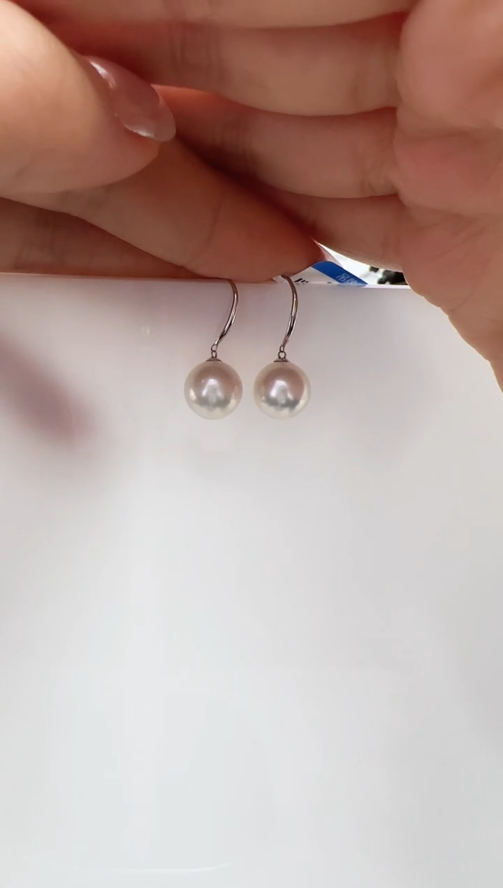 【闪购商品】淡水珍珠DA18K金镶嵌b653 白珠耳饰9