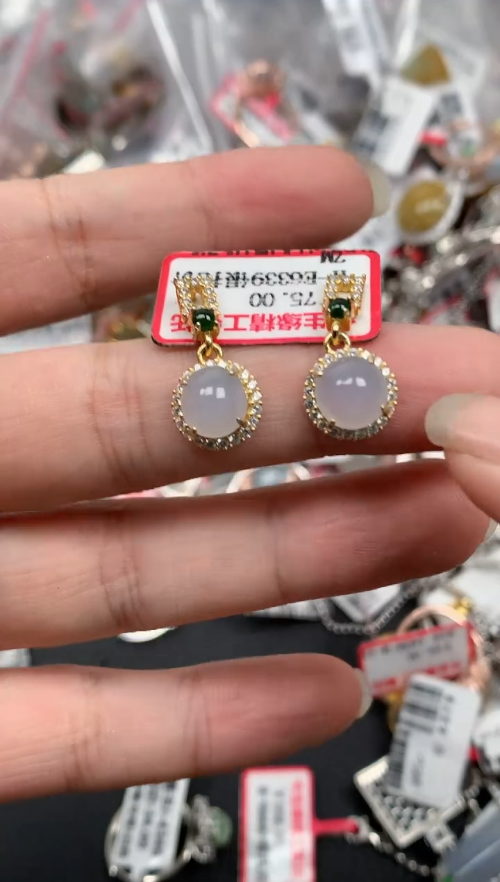 翡翠戒指银S925镶嵌天然A货缅甸翡翠