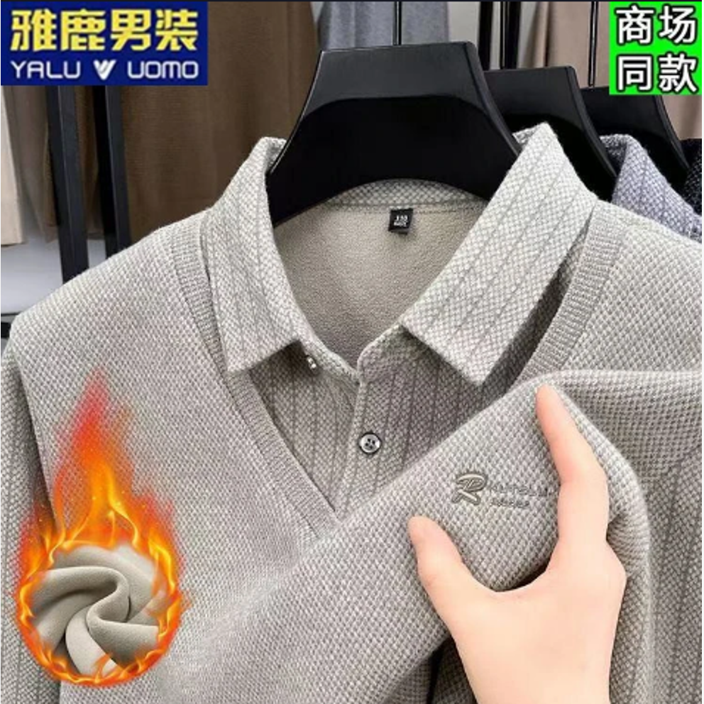 毛衣翻领冬季常规款针织衬衫打底衫针织衫假两件