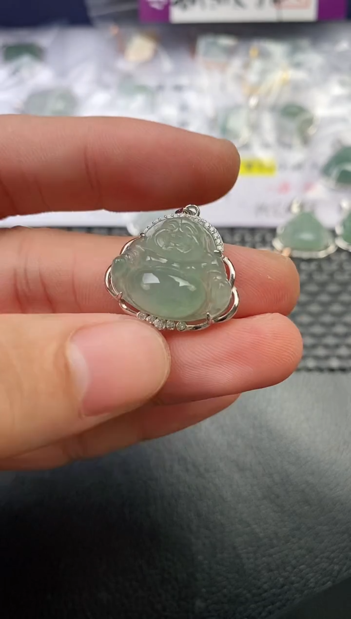 颈饰银S925镶嵌翡翠挂件