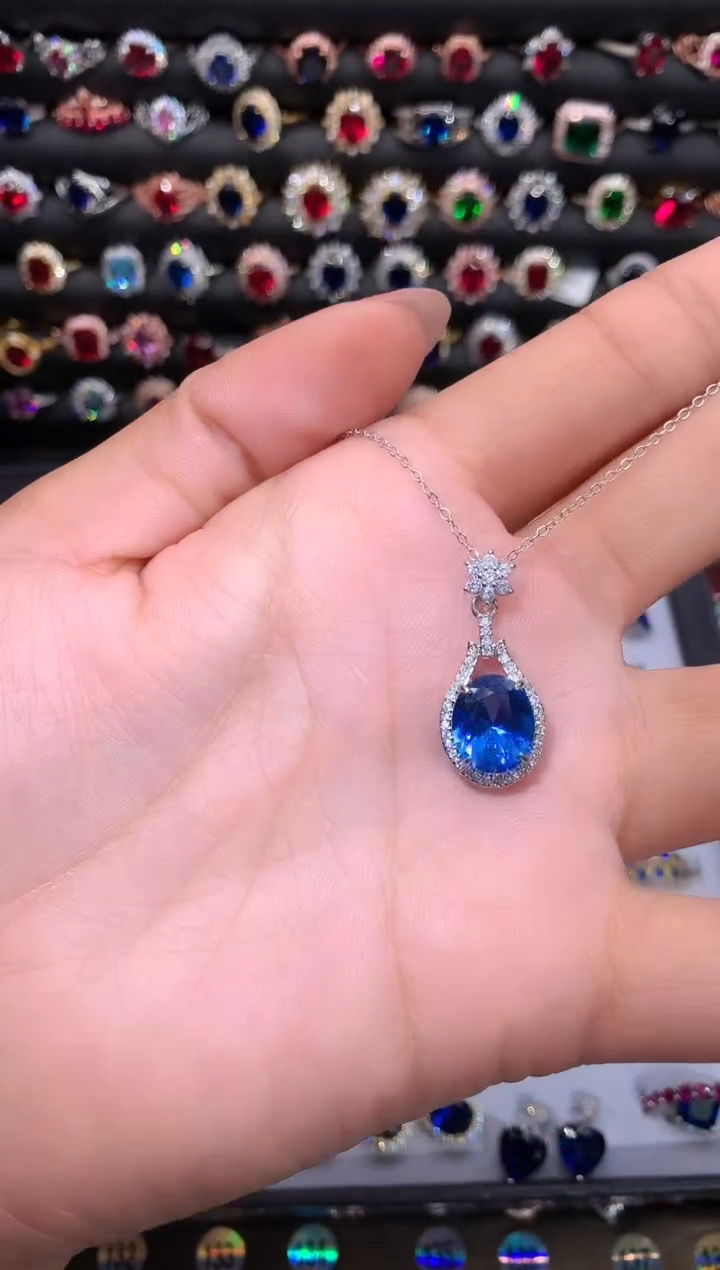 【闪购商品】蓝宝石颈饰银S925镶嵌911矢车菊