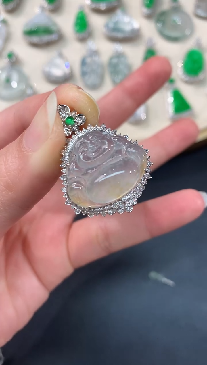 【闪购商品】翡翠吊坠(不含链)18K金镶嵌A390|16800